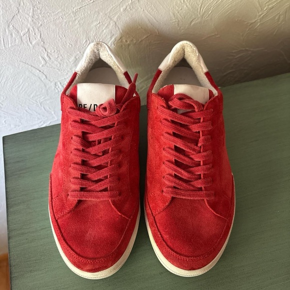 Re/Done Red and White Sneakers - Picture 1 of 7